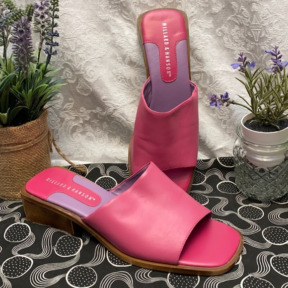 Hillard & Hanson Shoes - Hillard & Hanson - Lola Fuchsia Slip On Sandals